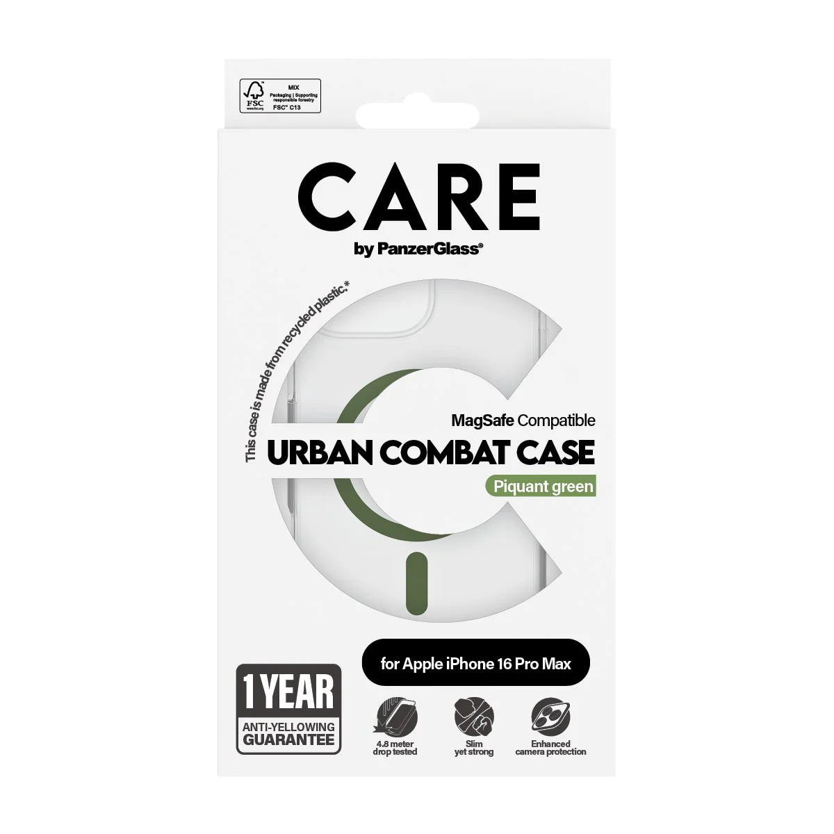 CARE™ by PanzerGlass® Urban Combat Case Transparent m. Grün MagSafe iPhone 16 Pro Max - Image 3