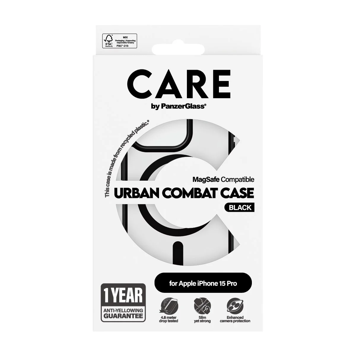 CARE™ by PanzerGlass® Urban Combat Case Transparent m. Schwarz MagSafe iPhone 15 Pro - Image 3