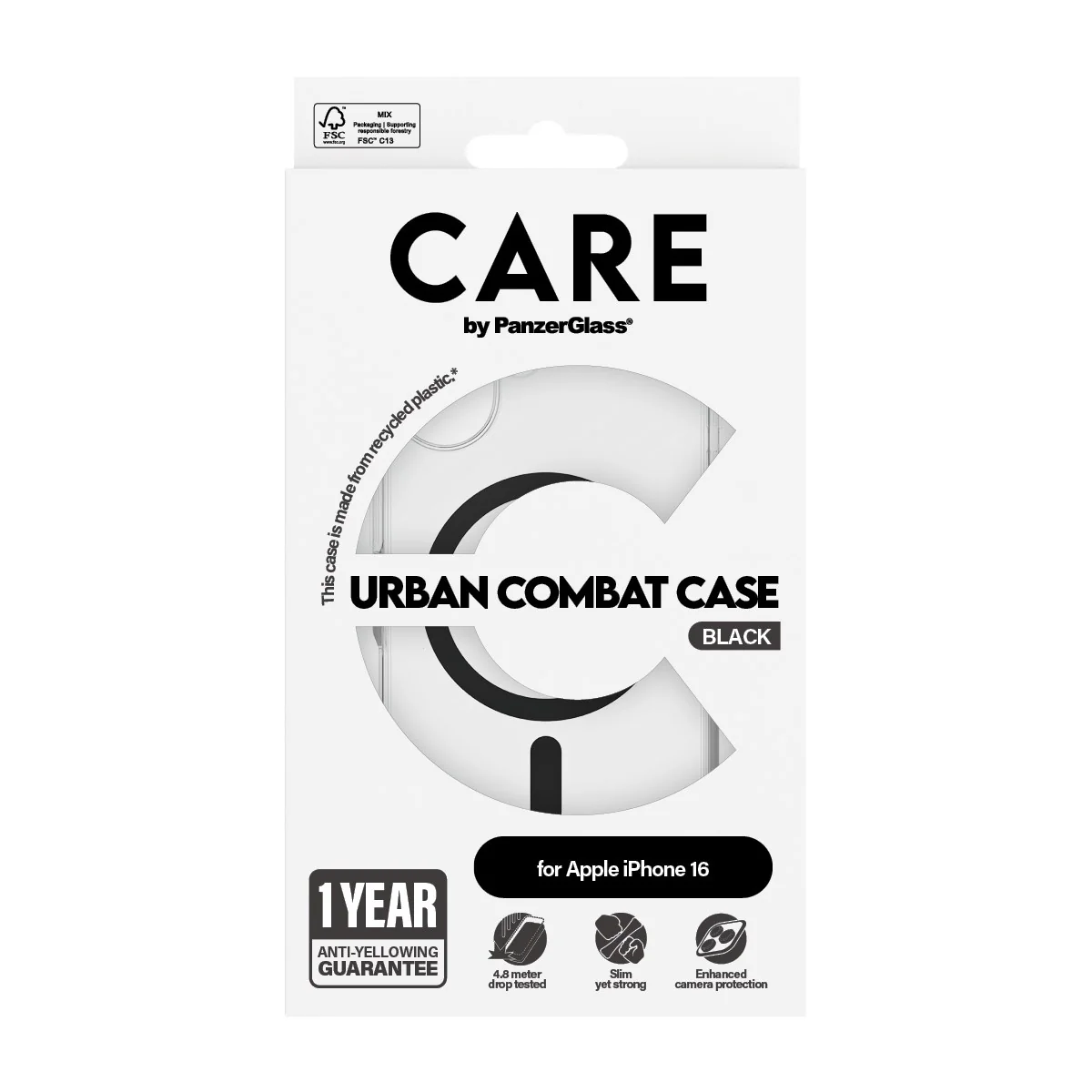 CARE™ by PanzerGlass® Urban Combat Case Transparent m. Schwarz MagSafe iPhone 16 - Image 3