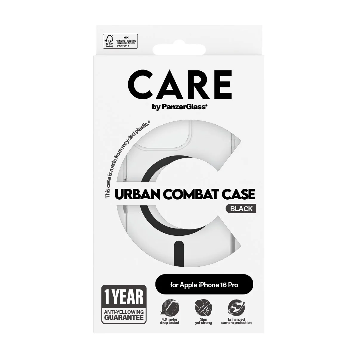 CARE™ by PanzerGlass® Urban Combat Case Transparent m. Schwarz MagSafe iPhone 16 Pro - Image 3