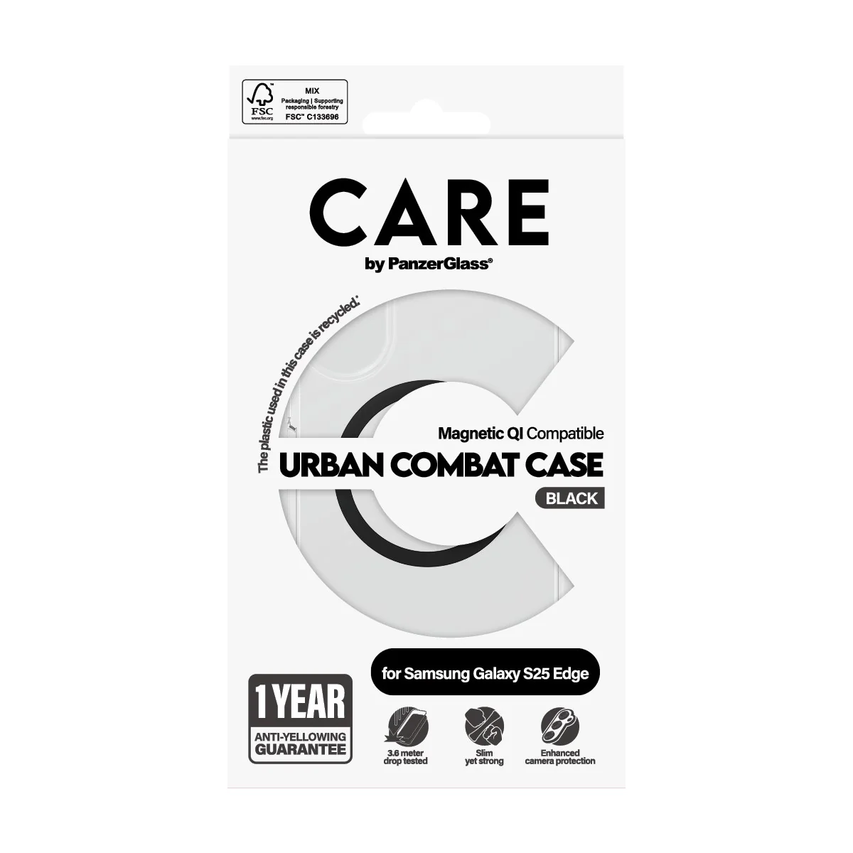 CARE™ by PanzerGlass® Urban Combat Case Transparent m. Schwarz Qi Compatible Samsung S25 Edge - Image 3