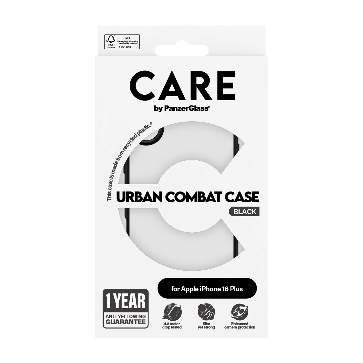 CARE™ by PanzerGlass® Urban Combat Case Transparent m. Schwarz Rahmen iPhone 16 Plus - Image 3