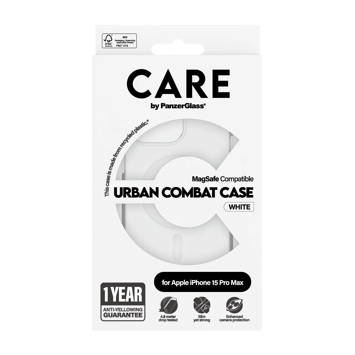 CARE™ by PanzerGlass® Urban Combat Case Transparent m. Weiß MagSafe iPhone 15 Pro Max - Image 3