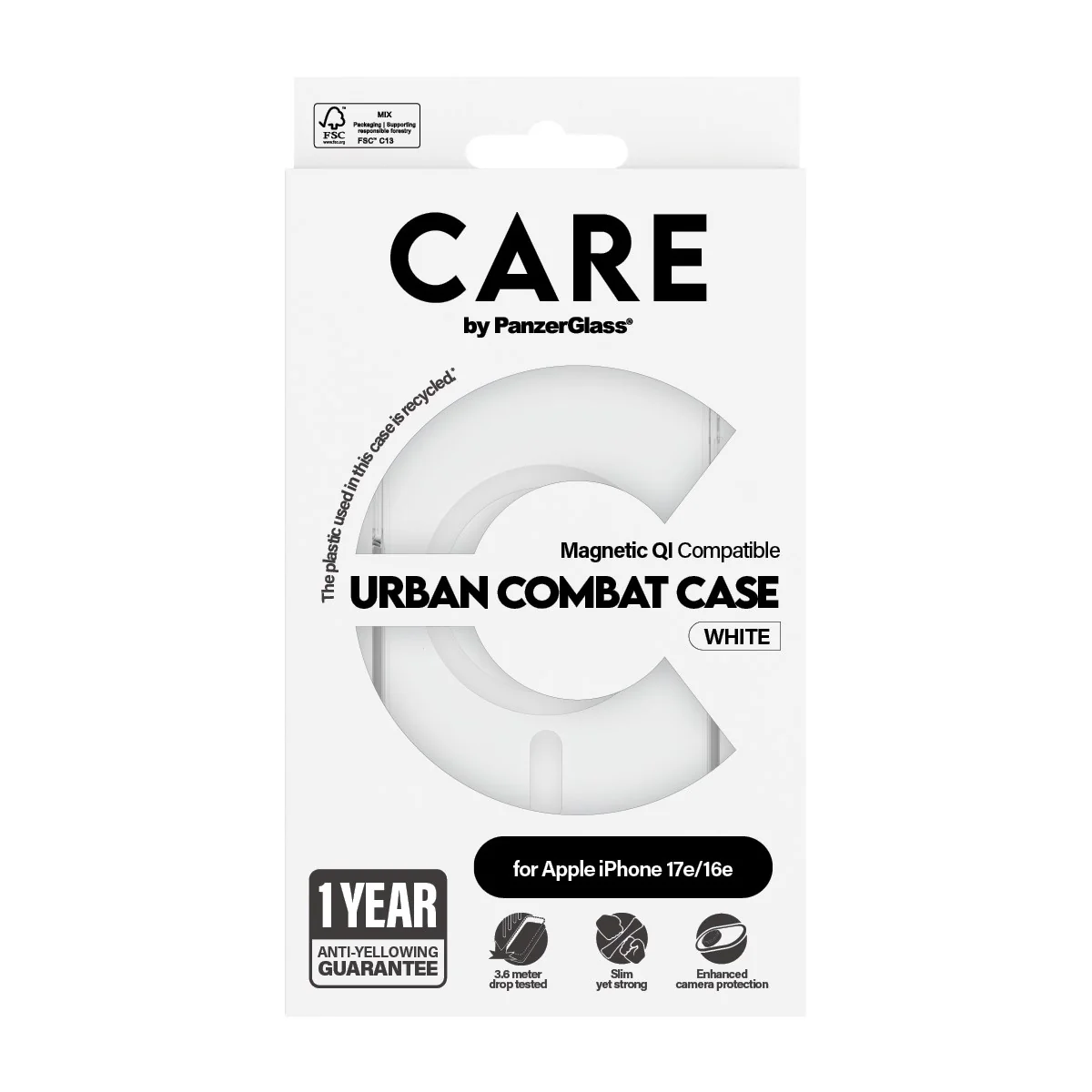 CARE™ by PanzerGlass® Urban Combat Case Transparent m. Weiß Qi Compatible iPhone 17e | 16e - Image 3