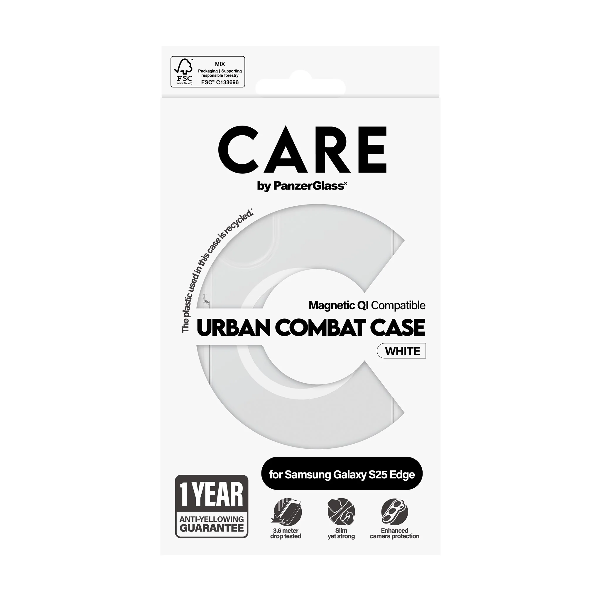 CARE™ by PanzerGlass® Urban Combat Case Transparent m. Weiß Qi Compatible Samsung S25 Edge - Image 3