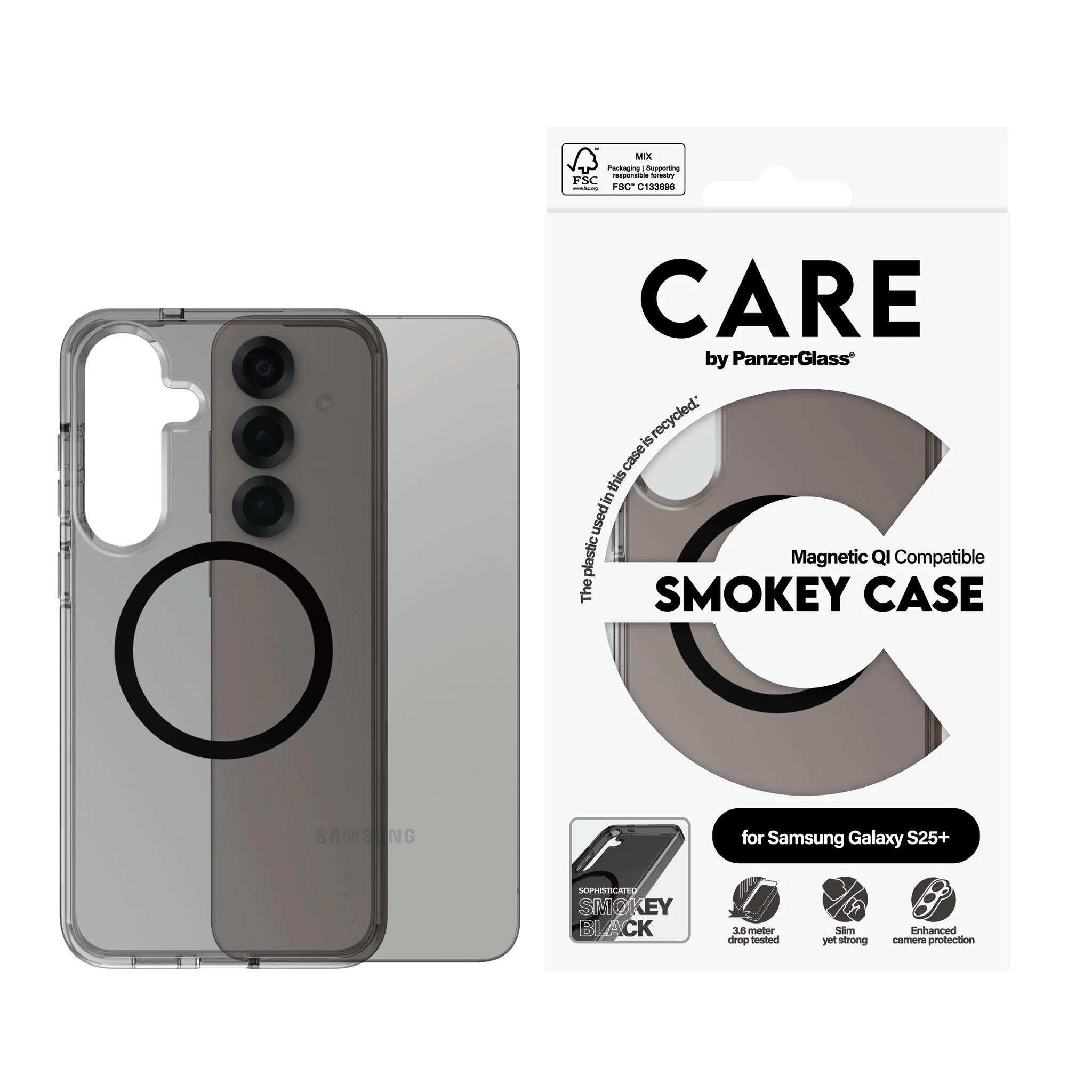 CARE™ by PanzerGlass® Smokey Case m. Schwarz Qi Compatible Samsung Galaxy S25+ - Image 2