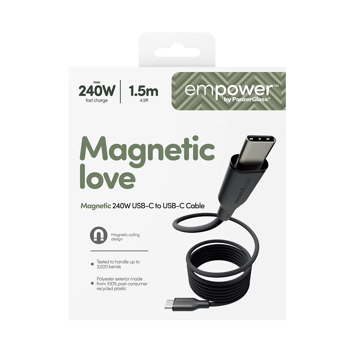 empower™ by PanzerGlass® Magnetic 240W USB-C to USB-C Kabel | USB 2.0 | 1.5M | Weltall Schwarz - Image 3