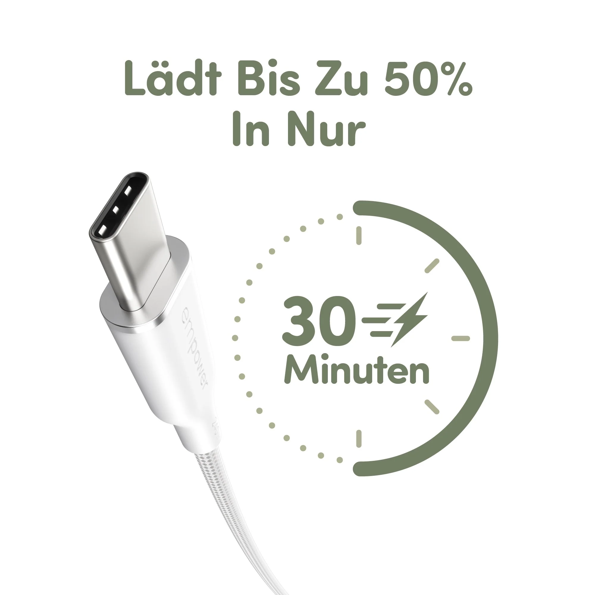 empower™ by PanzerGlass® Racing 240W USB-C to USB-C Kabel | USB 2.0 | 1.2M | Silber Weiss - Image 10