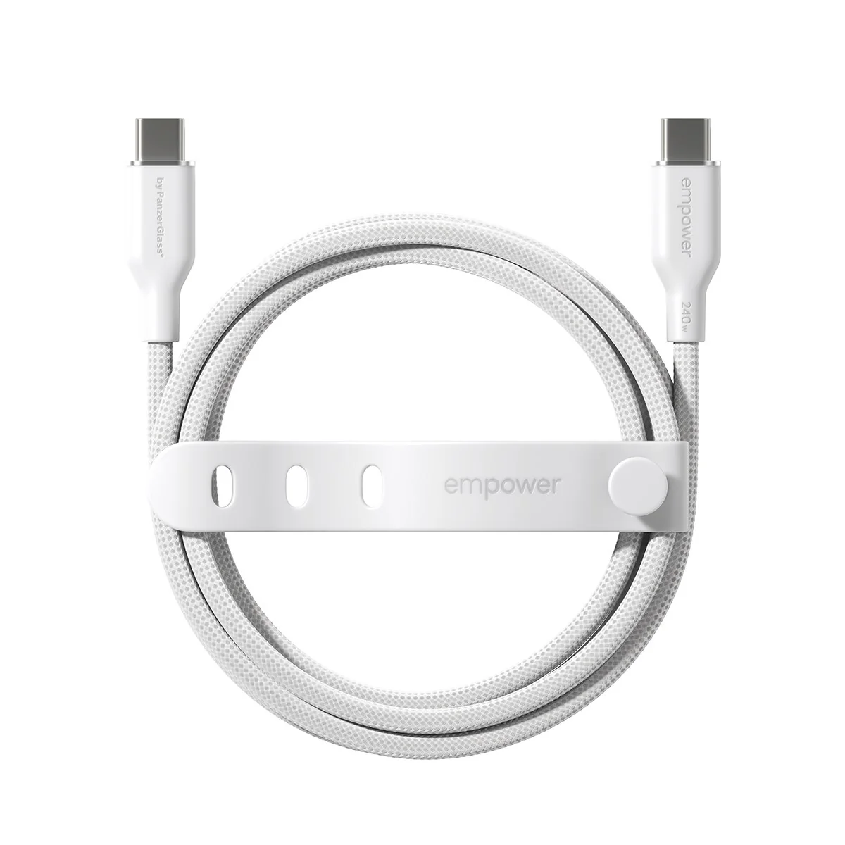 empower™ by PanzerGlass® Racing 240W USB-C to USB-C Kabel | USB 2.0 | 1.2M | Silber Weiss - Image 4