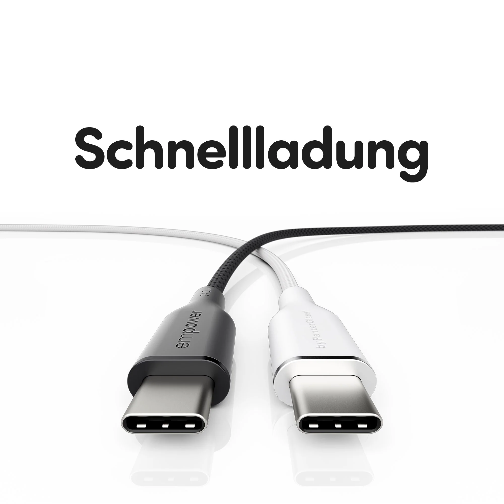 empower™ by PanzerGlass® Racing 240W USB-C to USB-C Kabel | USB 2.0 | 1.2M | Silber Weiss - Image 7