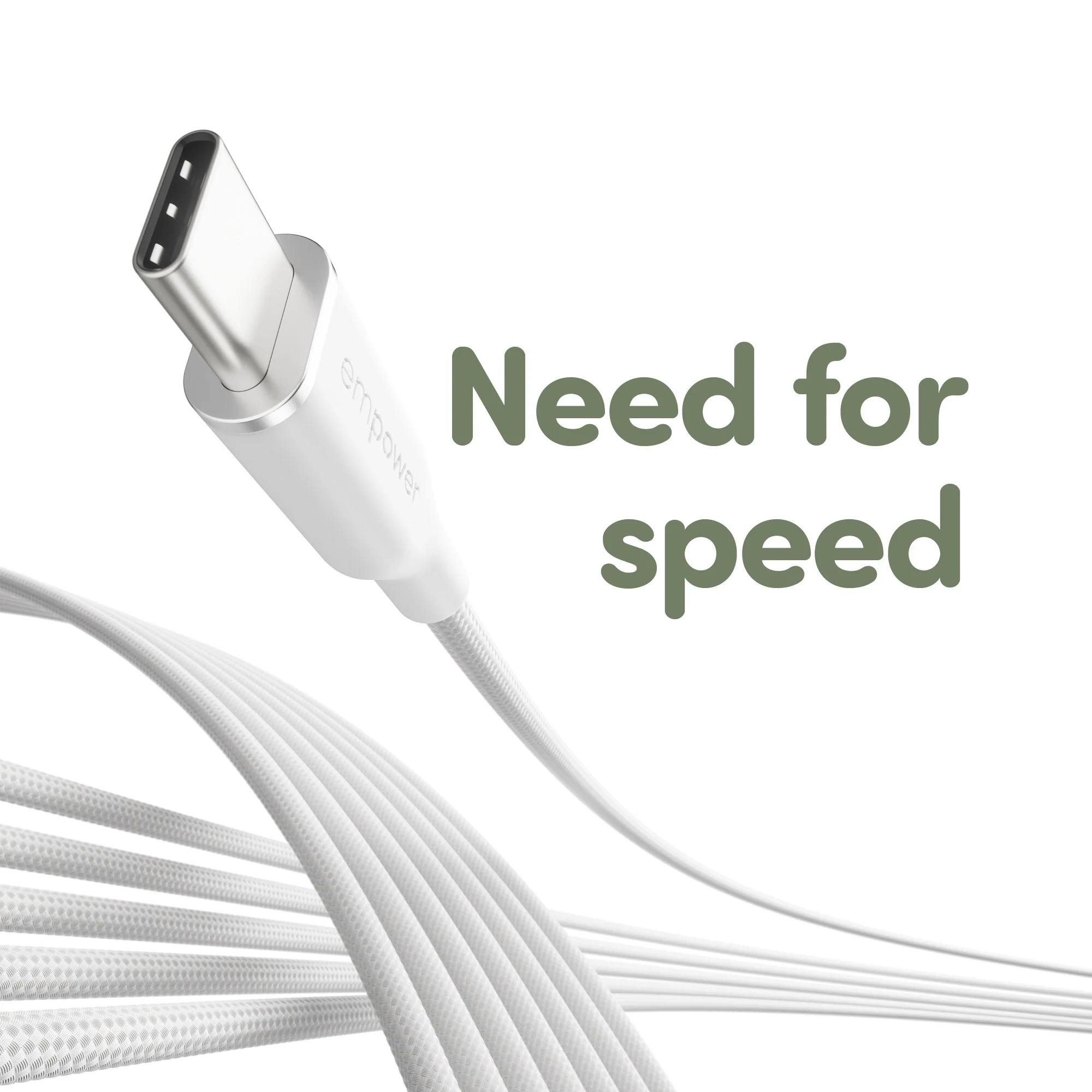empower™ by PanzerGlass® Racing 60W USB-C to USB-C Kabel | USB 2.0 | 1.2M | Silber Weiss - Image 7