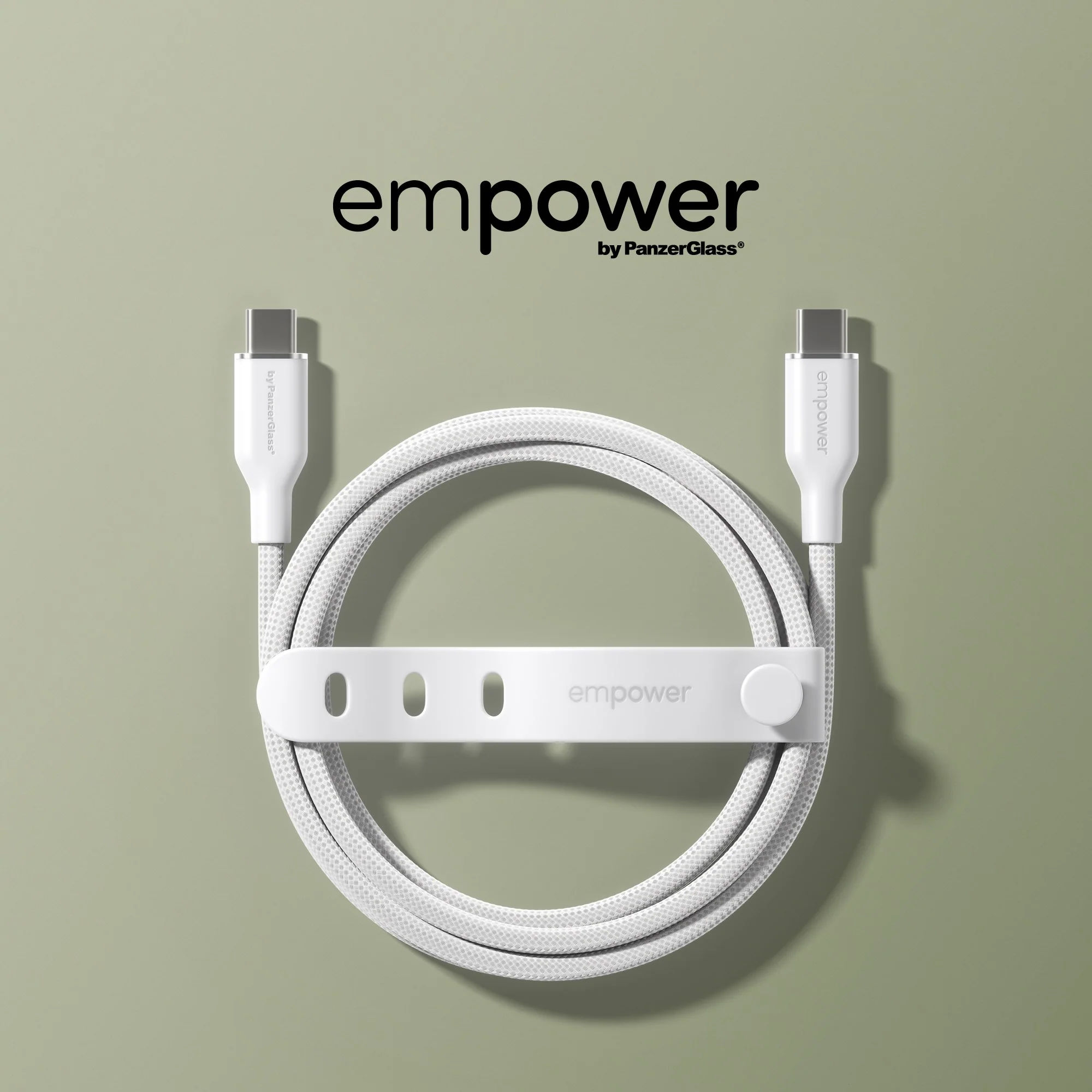 empower™ by PanzerGlass® Racing 60W USB-C to USB-C Kabel | USB 2.0 | 2M | Silber Weiss - Image 10