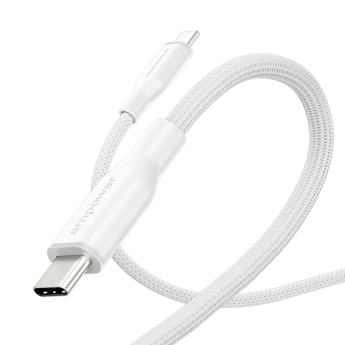 empower™ by PanzerGlass® Racing 60W USB-C to USB-C Kabel | USB 2.0 | 2M | Silber Weiss - Image 6
