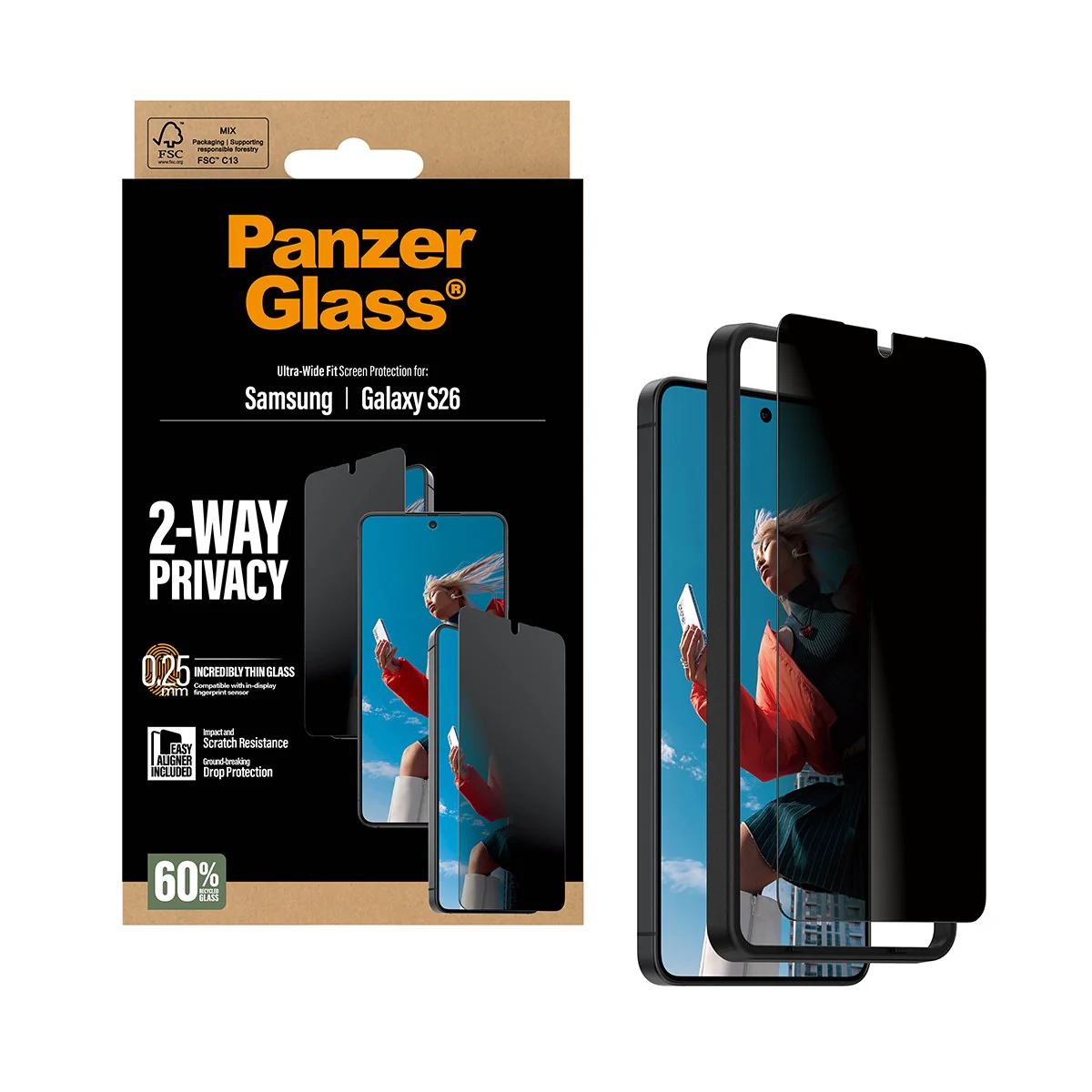 PanzerGlass® 2-Way Privacy Displayschutz Samsung Galaxy S26 | Ultra-Wide Fit m. EasyAligner - Image 6