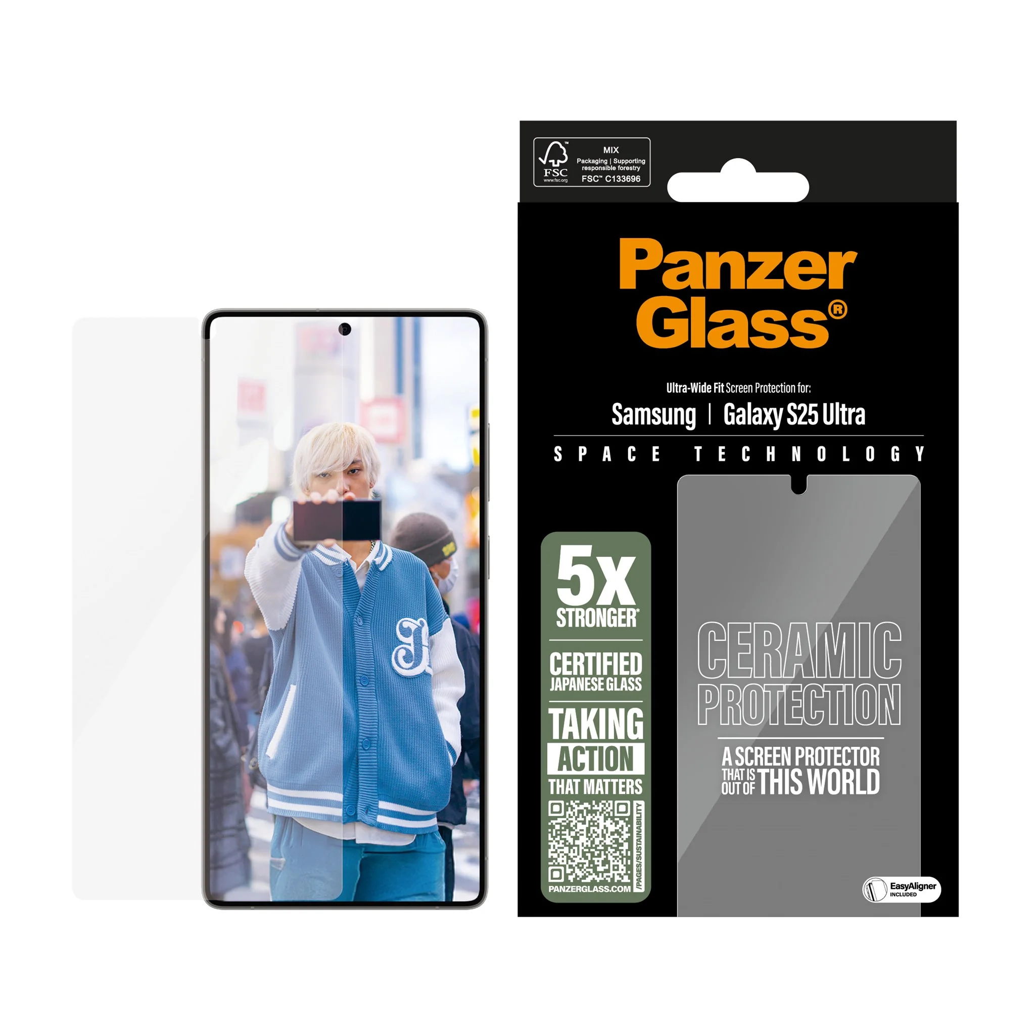 PanzerGlass® Ceramic Displayschutz Samsung Galaxy S25 Ultra | Ultra-Wide Fit m. EasyAligner - Image 2