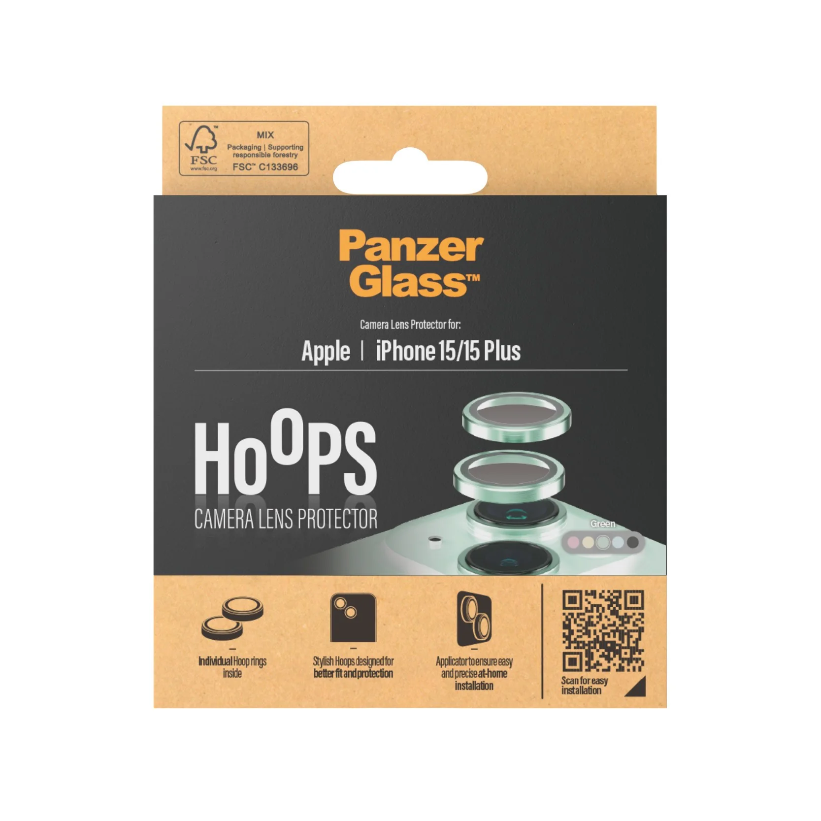PanzerGlass® Hoops® Kameraschutz Grün iPhone 15 | 15 Plus - Image 3