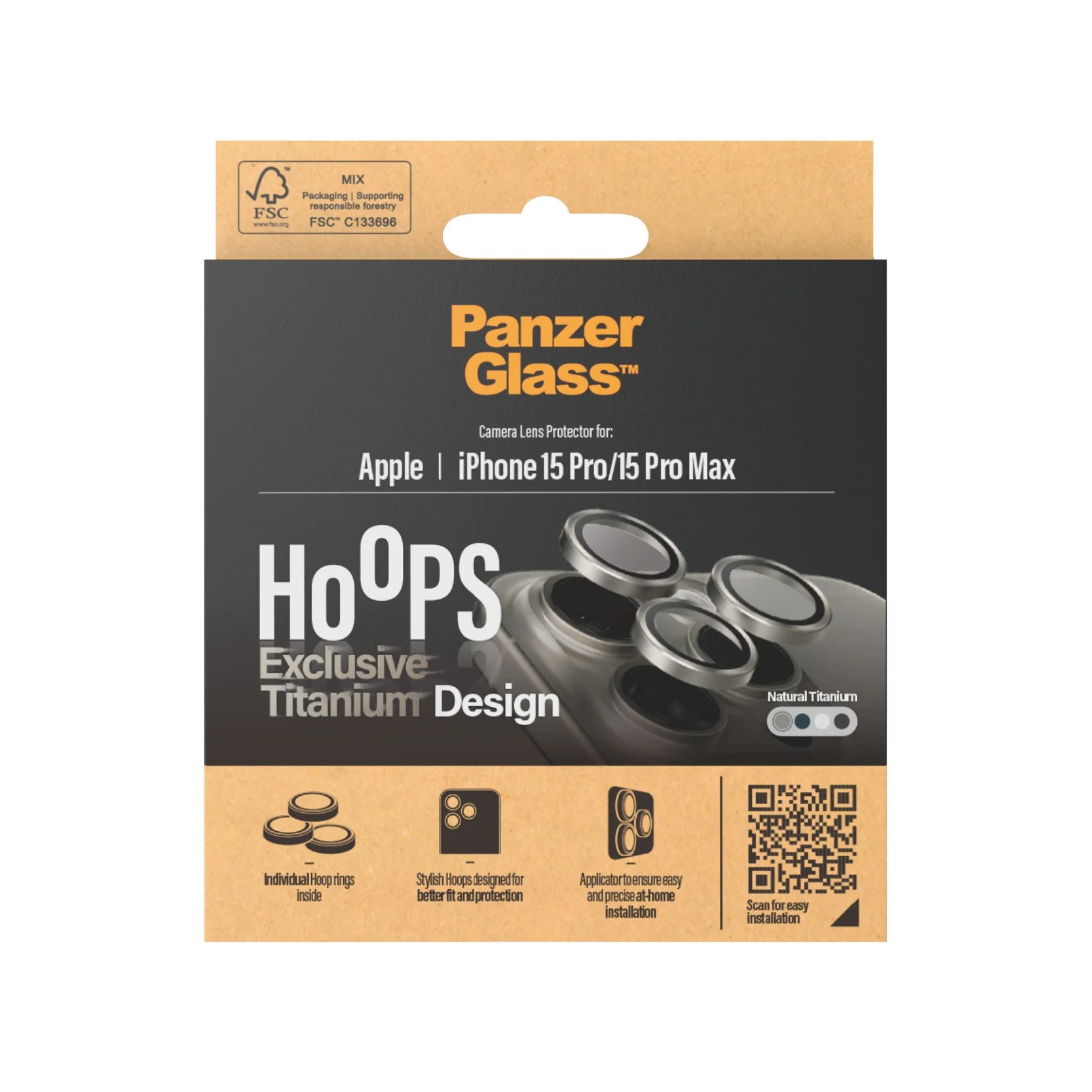 PanzerGlass® Hoops® Titanium Kameraschutz Natürlich iPhone 15 Pro | 15 Pro Max - Image 3