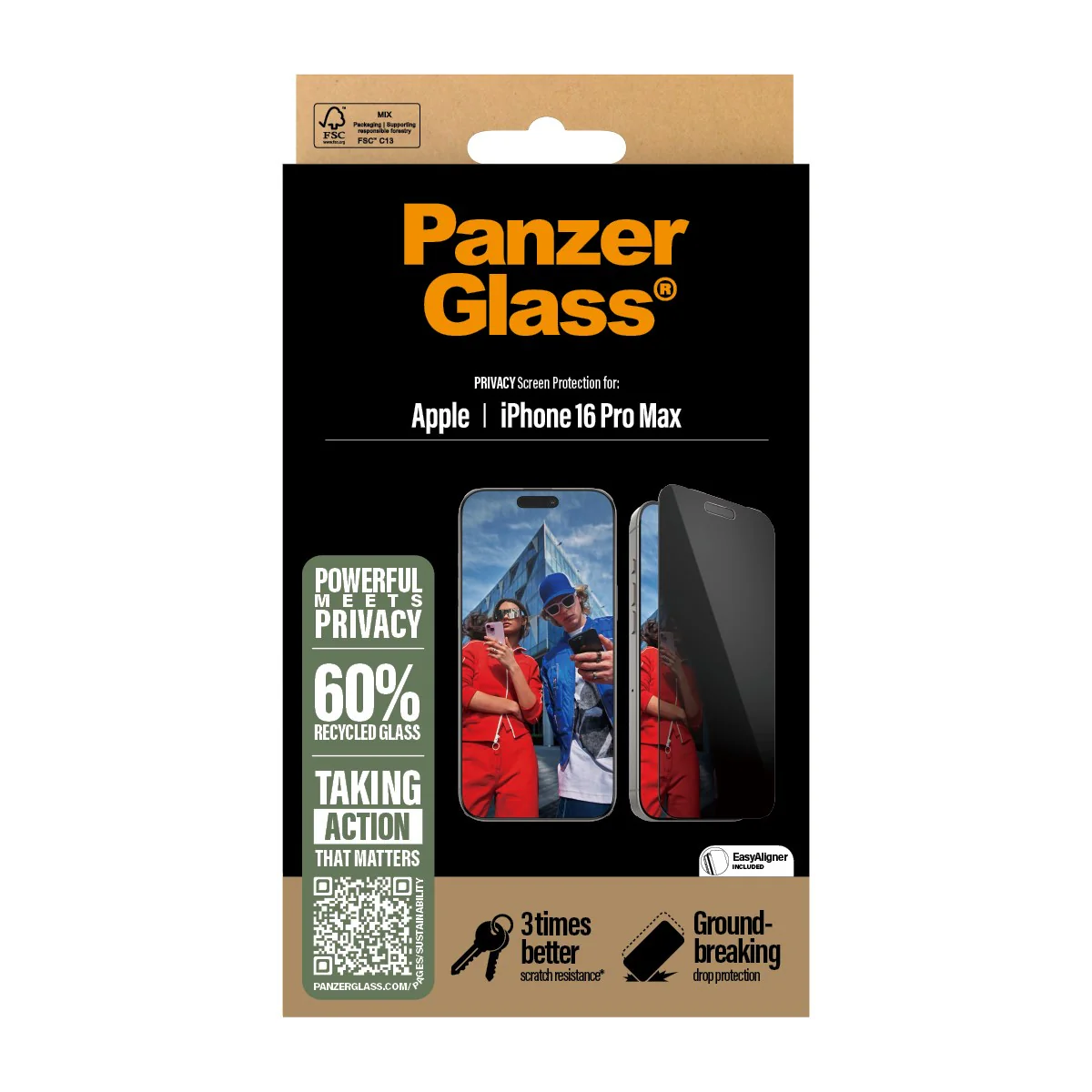 PanzerGlass® 2-Way Privacy Displayschutz iPhone 16 Pro Max | Ultra-Wide Fit m. EasyAligner - Image 3