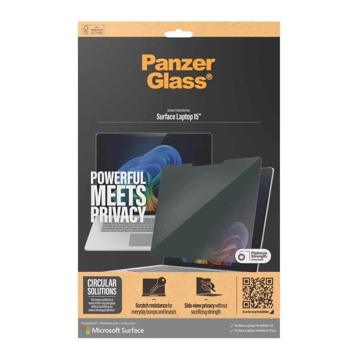 PanzerGlass® Privacy Displayschutz Microsoft Surface Laptop 7th Edition 15''  | Ultra-Wide Fit - Image 3