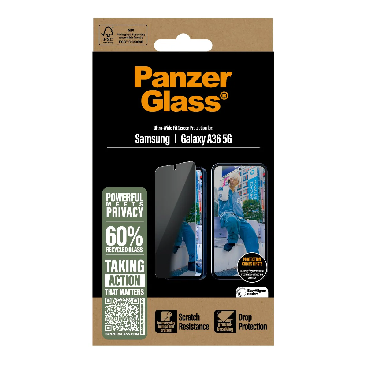 PanzerGlass® 2-Way Privacy Displayschutz Samsung Galaxy A36 5G | Ultra-Wide Fit - Image 3