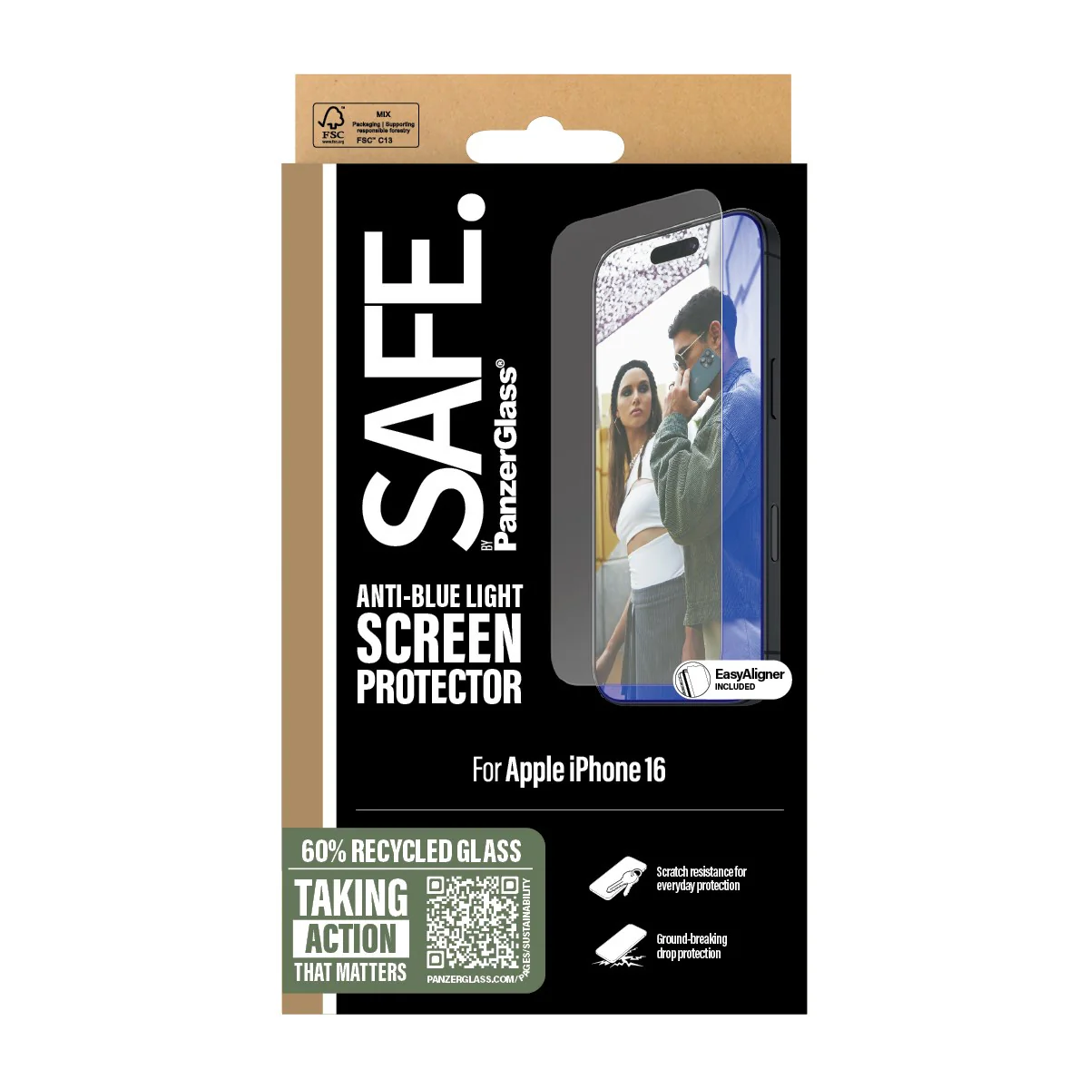 SAFE. by PanzerGlass® Anti-Blue Light Displayschutz iPhone 16 | 15 | Ultra-Wide Fit - Image 3