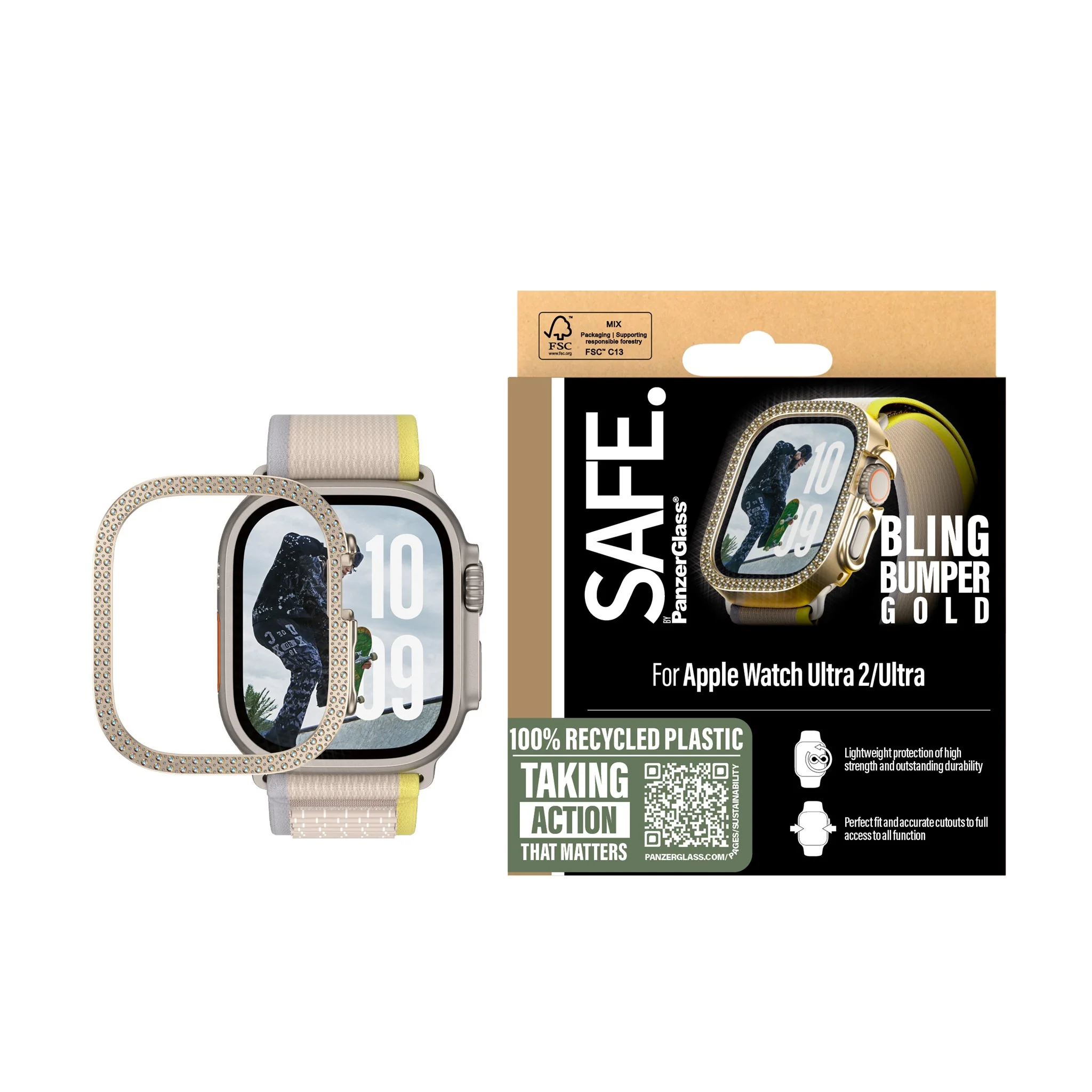 SAFE. by PanzerGlass® Bling Bumper Gold Apple Watch Ultra 3 | Ultra 2 | Ultra | 49mm - Image 2