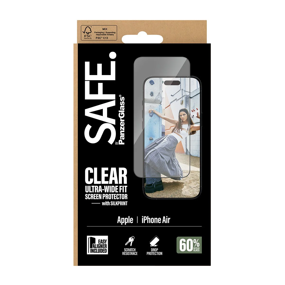 SAFE. by PanzerGlass® Displayschutz m. Schwarz Rahmen iPhone Air | Ultra-Wide Fit m. EasyAligner - Image 3