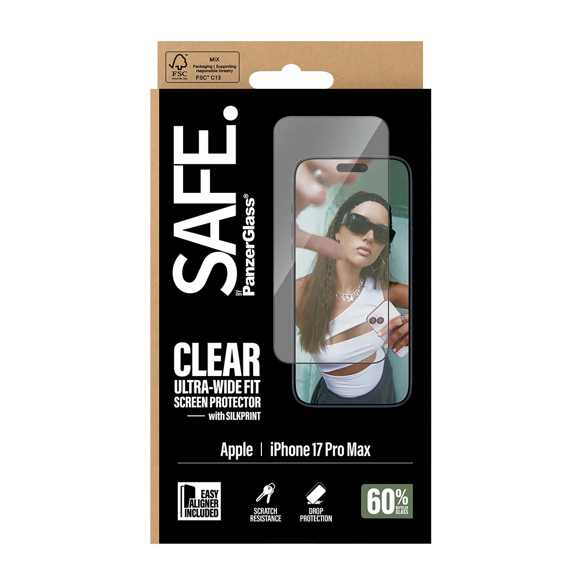 SAFE. by PanzerGlass® Displayschutz m. Schwarz Rahmen iPhone 17 Pro Max | Ultra-Wide Fit m. EasyAligner - Image 3
