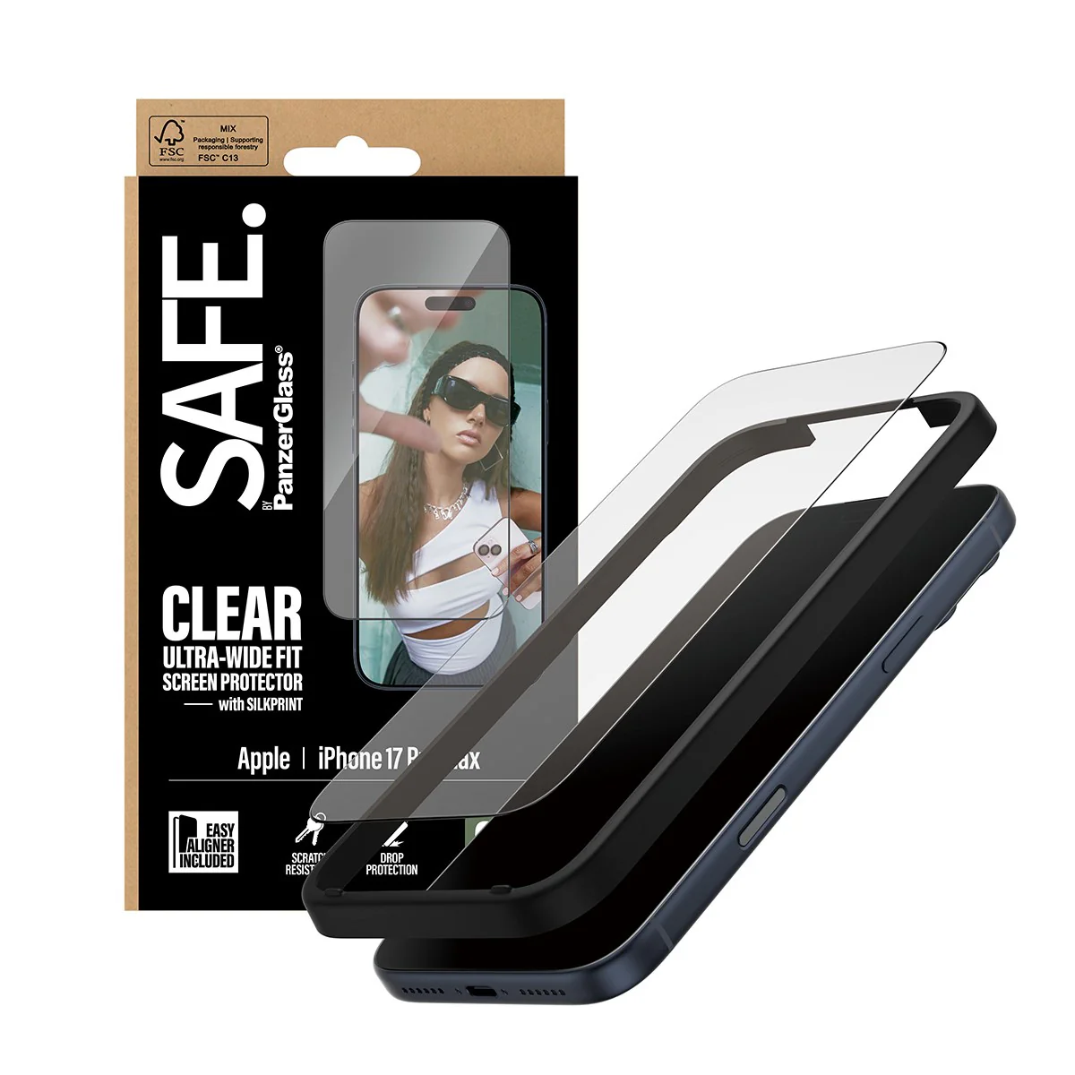 SAFE. by PanzerGlass® Displayschutz m. Schwarz Rahmen iPhone 17 Pro Max | Ultra-Wide Fit m. EasyAligner - Image 5