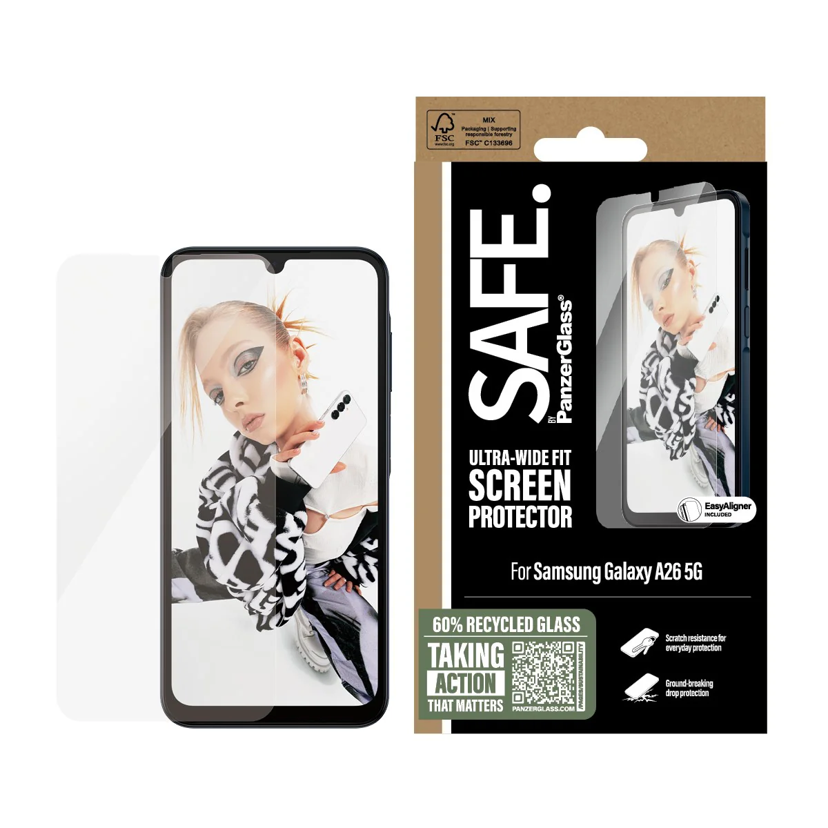SAFE. by PanzerGlass® Displayschutz Samsung Galaxy A26 5G | Ultra-Wide Fit m. EasyAligner - Image 2