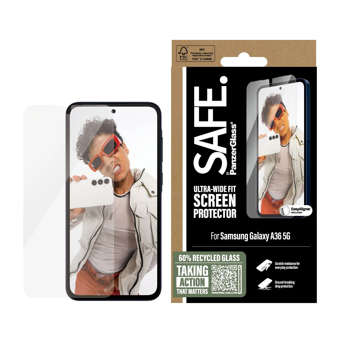 SAFE. by PanzerGlass® Displayschutz Samsung Galaxy A36 5G | Ultra-Wide Fit m. EasyAligner - Image 2