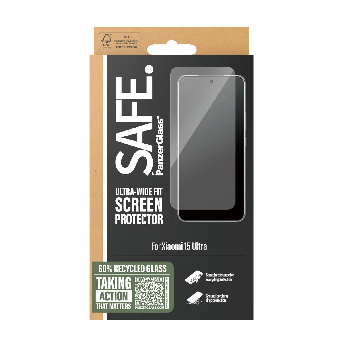 SAFE. by PanzerGlass® Displayschutz m. Schwarz Rahmen Xiaomi 15 Ultra | Ultra-Wide Fit - Image 3